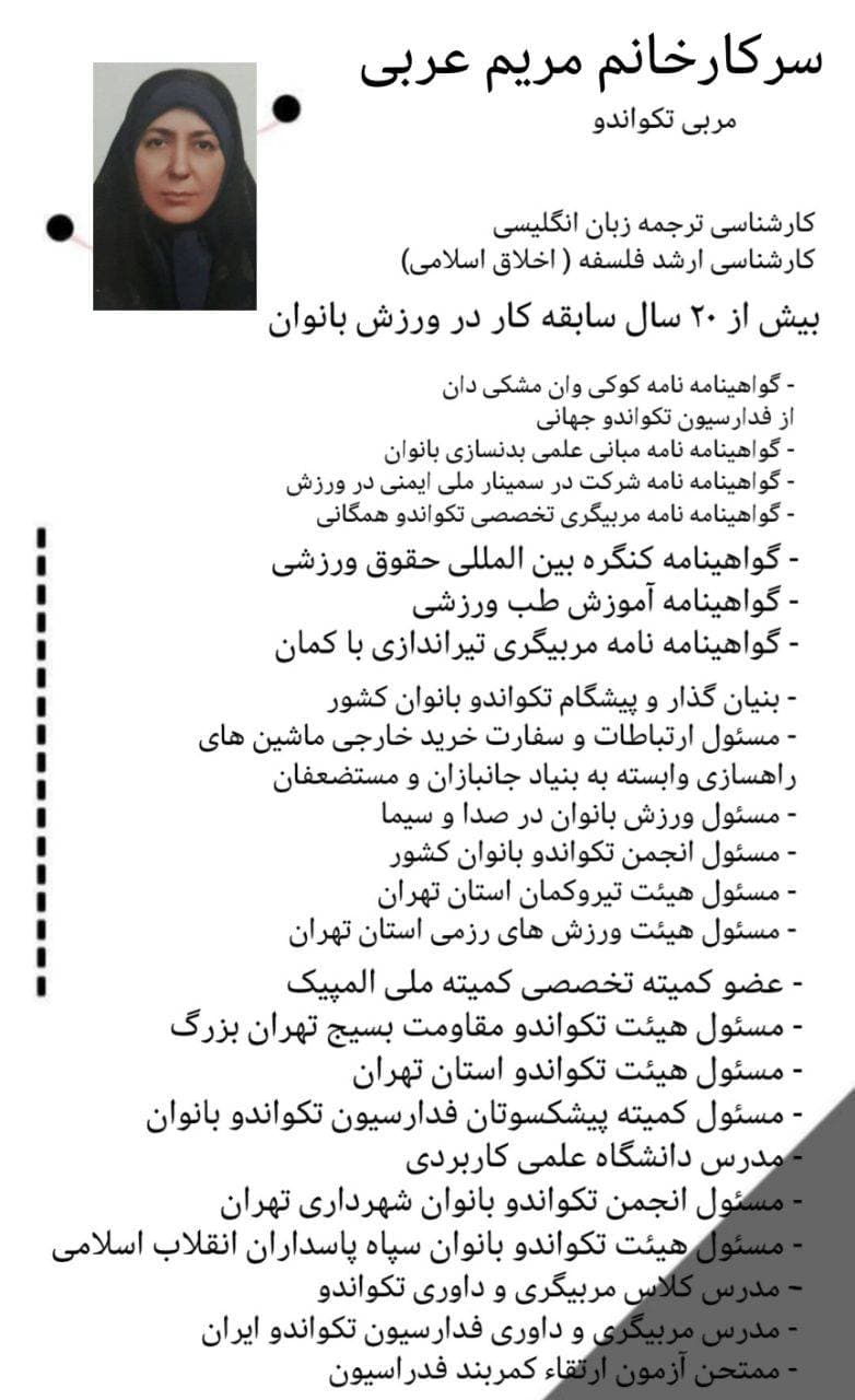 معرفی مربی تکواندو آذردخت